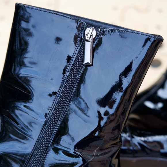 Aquatalia Rhumba Low Black Retro Patent Leather Boots Made In Italy Woman's 10 - Picture 12 of 16